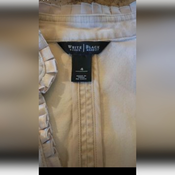 Womans Beige House Black Market Beige Velvet Ruffle Jacket Sz 4 - Picture 3 of 3